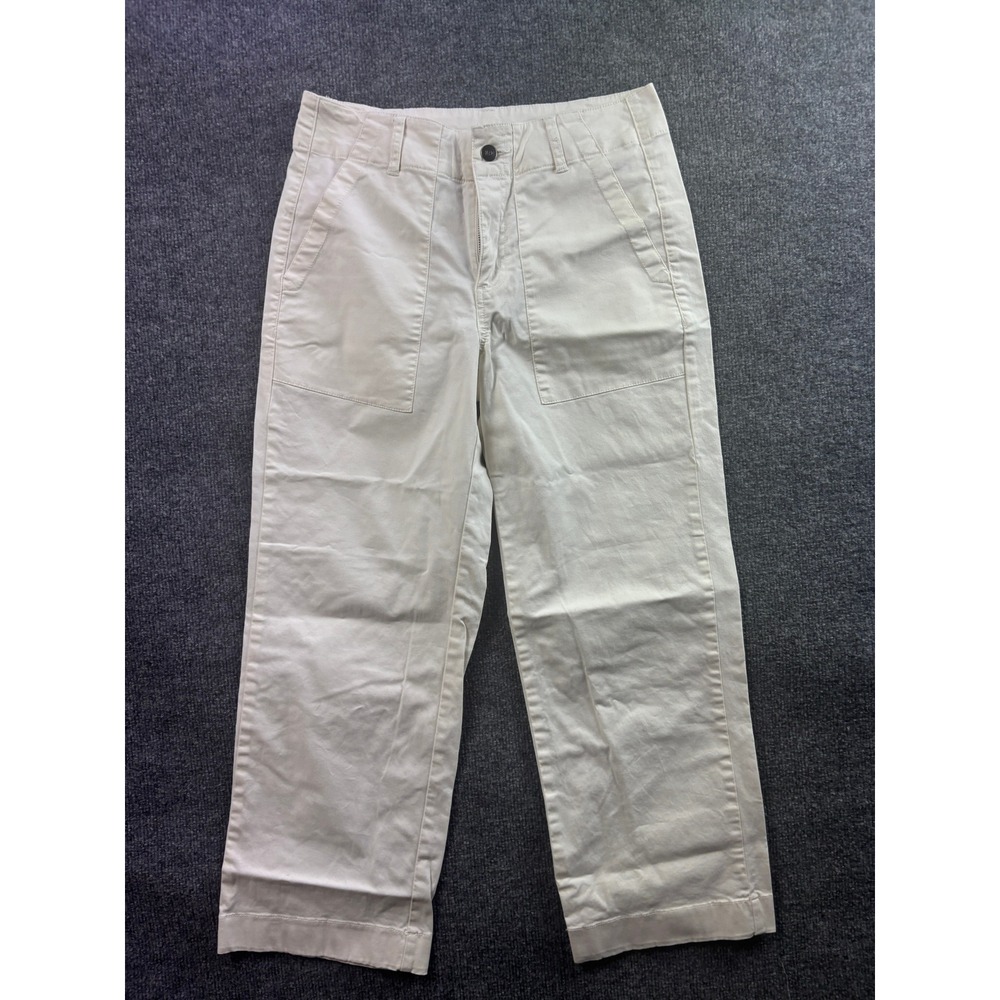 Tentree Destination Pants Womens 4 Cream White Organic Cotton Straight Leg